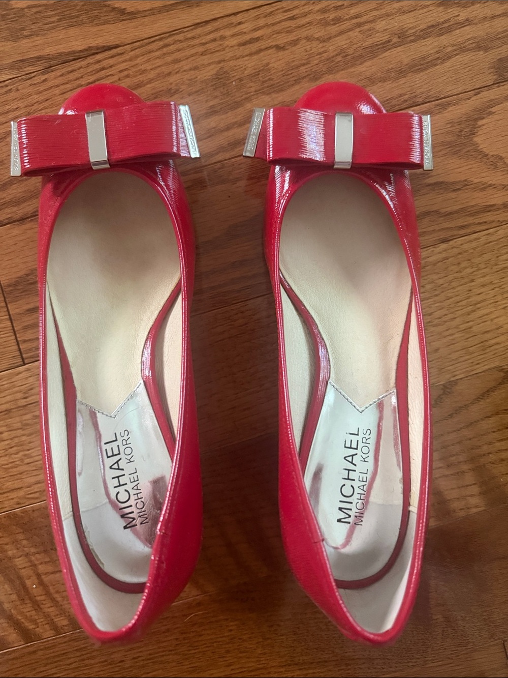 Michael Kors Bright Red Patent Bow Small Heels